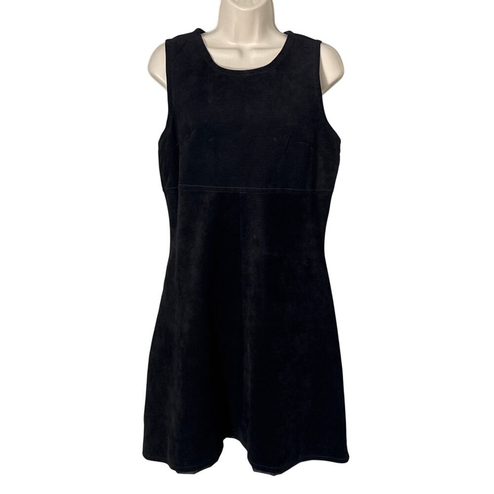 The Limited Vintage Genuine Suede Leather‎ Black Sleeveless Sheath Dress Size M